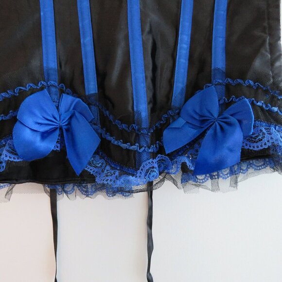 WHIMSIGOTH Goth Dark Fairy Goth Pirate Steampunk Lace Satin Boned Corset Black - Picture 6 of 13